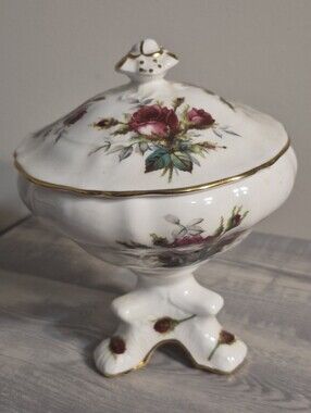 Vintage Hammersley Fine Bone China Floral Lidded Dish